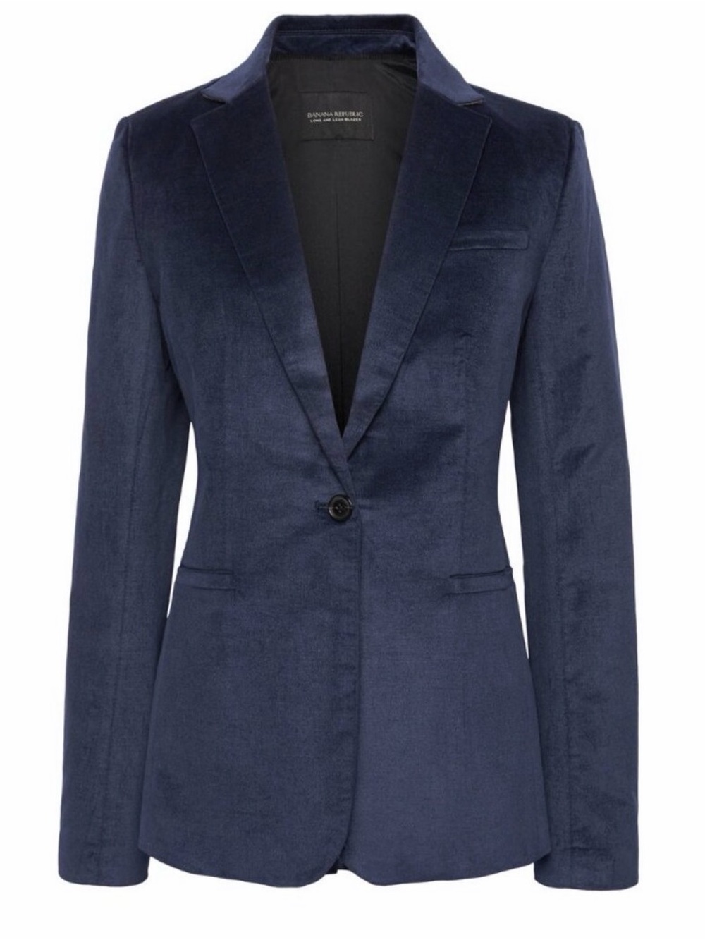 **Banana Republic Deep Navy Velvet Single-Button Blazer Size 10